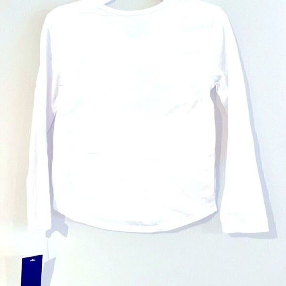 Adidas long sleeve Girls' Scoop Neck Graphic Tee white, long sleeve shirt size 6 - Picture 3 of 4